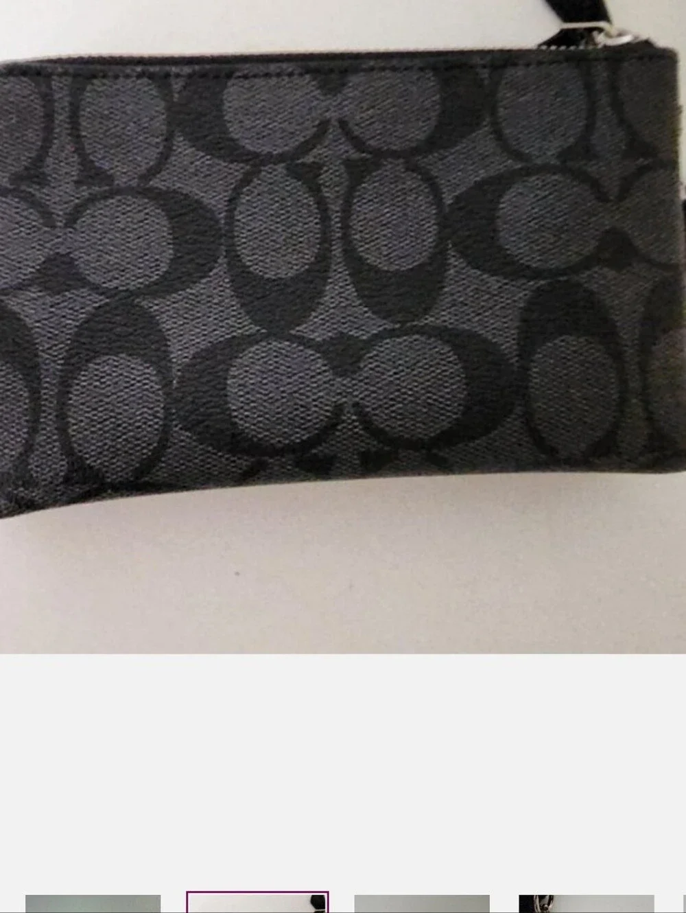 Coach Black and Charcoal Signature Zip Wristlet NWOT 2 Zipper Closure